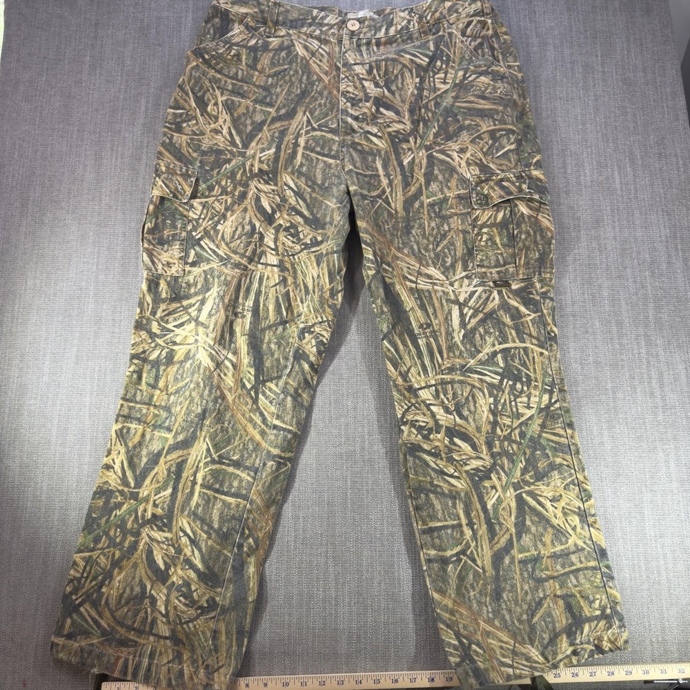 Mossy Oak Pants Mens 41x32 Brown Camo Flannel Cargo Hunting Workwear Outdoor